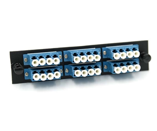 F-Type Plate with 6 Quad LC Blue Adapters