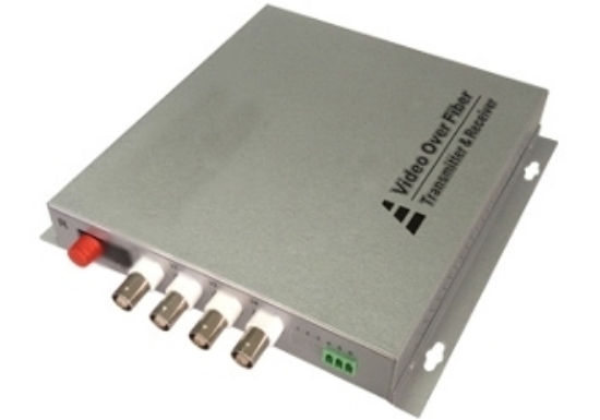 4 Channel Video Over Fiber Optic Converter with Audio and Data