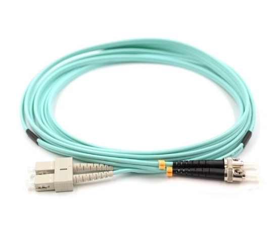 SC to ST Duplex OM3 Multimode Fiber Optic Patch Cable