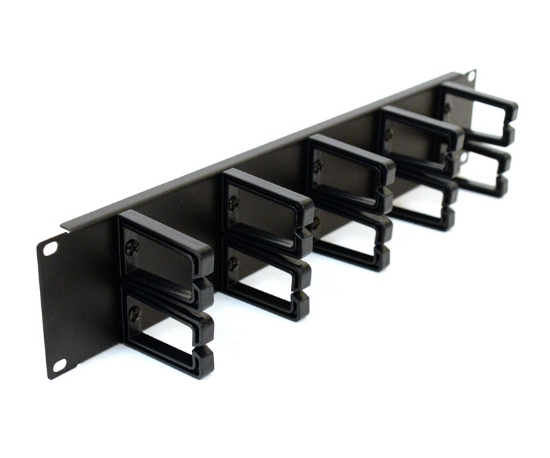 2U Cable Management Panel with 10 Plastic D-Rings