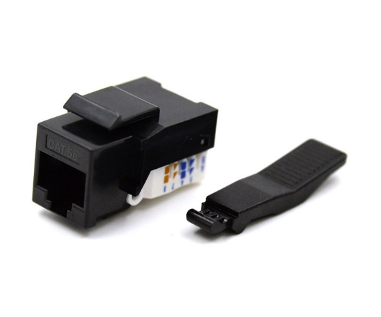 Black Cat5e Keystone Jack, Toolless Type