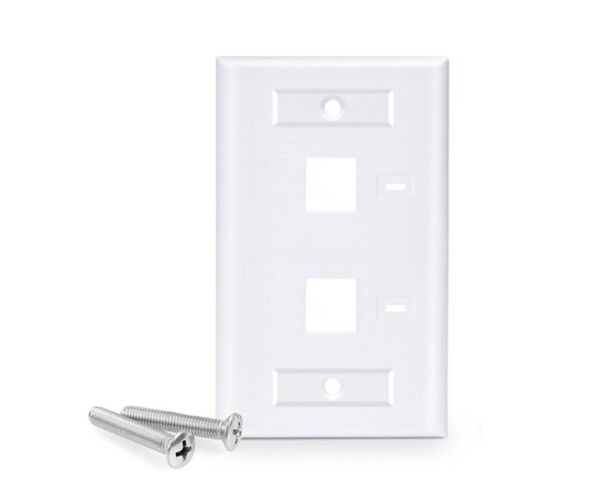 2 Port Keystone Wall Plate with ID Window, Single Gang