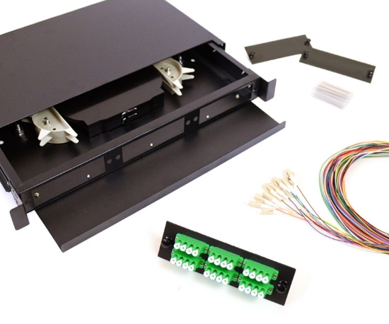 24 Fiber LC/APC 9/125 1U Splicing Patch Panel Kit