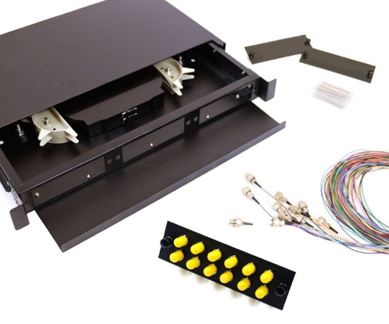 24 Fiber ST 9/125 1U Splicing Patch Panel Kit