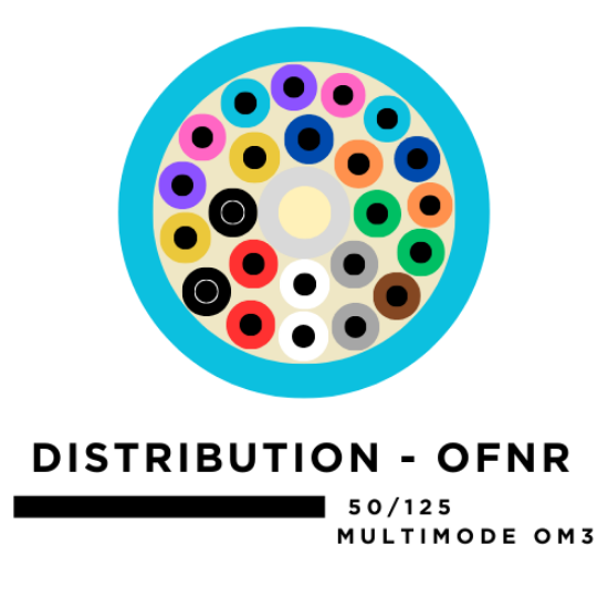 6 Fiber Distribution Tight Buffered Cable - Multimode OM3 - Riser Rated 