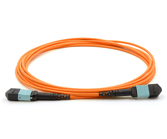Picture of 12 Fiber MPO/UPC Low Loss Male to Female Custom Cable Assembly - 62.5/125µm Multimode OM1 - Micro Distribution Orange Plenum Rated - Method A Polarity