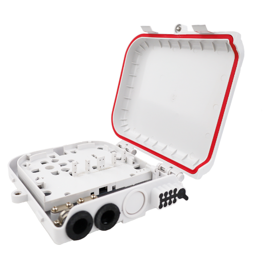 Picture of 8-Fiber Termination Box – 2 Input Ports (9mm), 8 Output Ports (3mm)